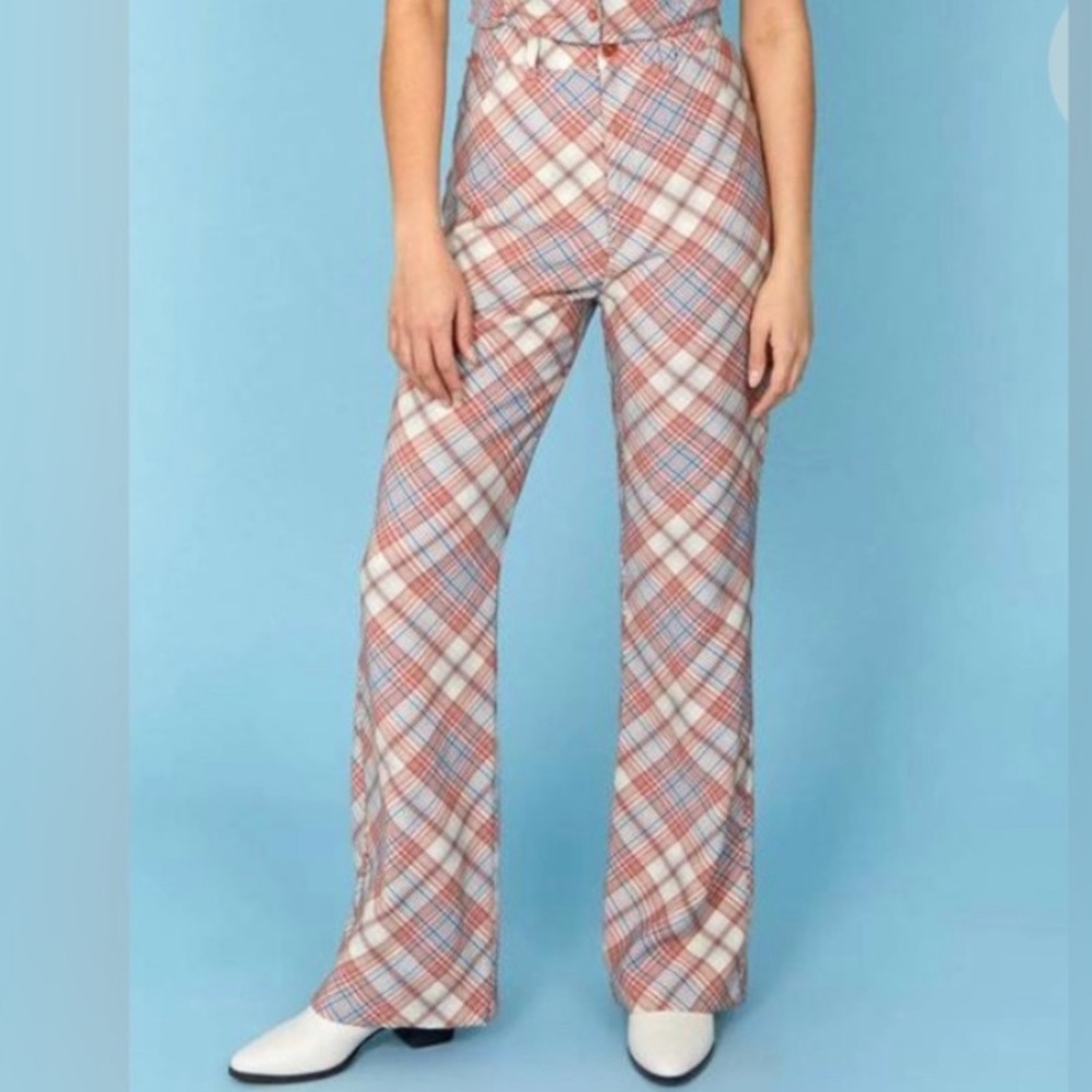 Rolla’s Pomegranate Plaid Bootcut Flare 70s Pants Size Small